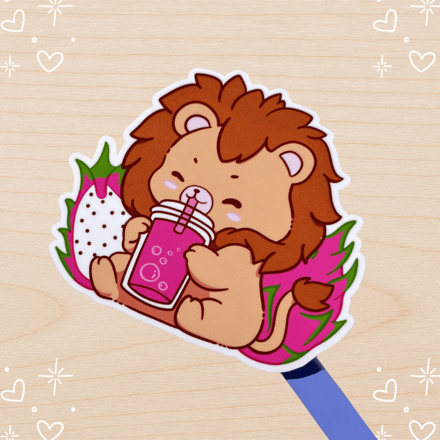 Lion Dragonfruit Die-cut Sticker