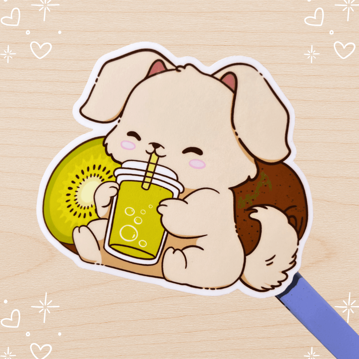 Puppy Kiwi Die-cut Sticker