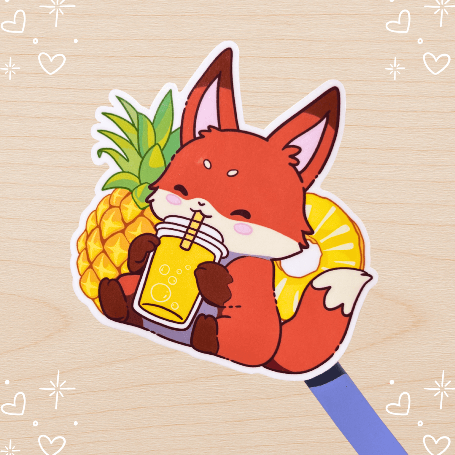 Fox Pineapple Die-cut Sticker