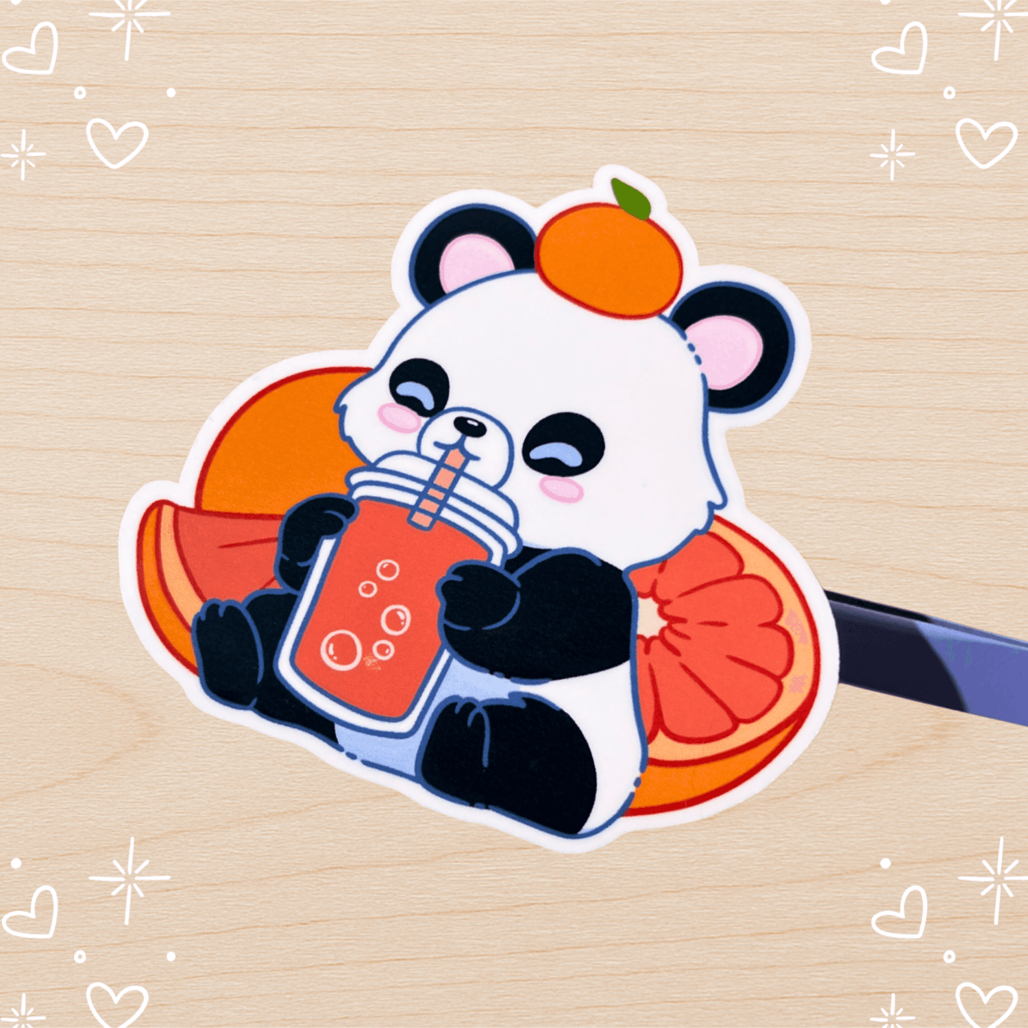 Panda Orange Die-cut Sticker